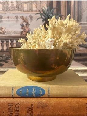 Vintage Solid Brass Pedestal Footed Brass Catchall Dish Hollywood Regency Decor